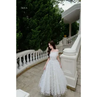 Ảnh 1 của Váy tiệc trắng hoa nổi Tiela
