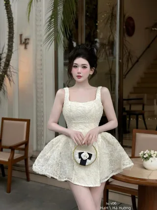 Ảnh 1 của Váy ren trắng mini nữ sang trọng