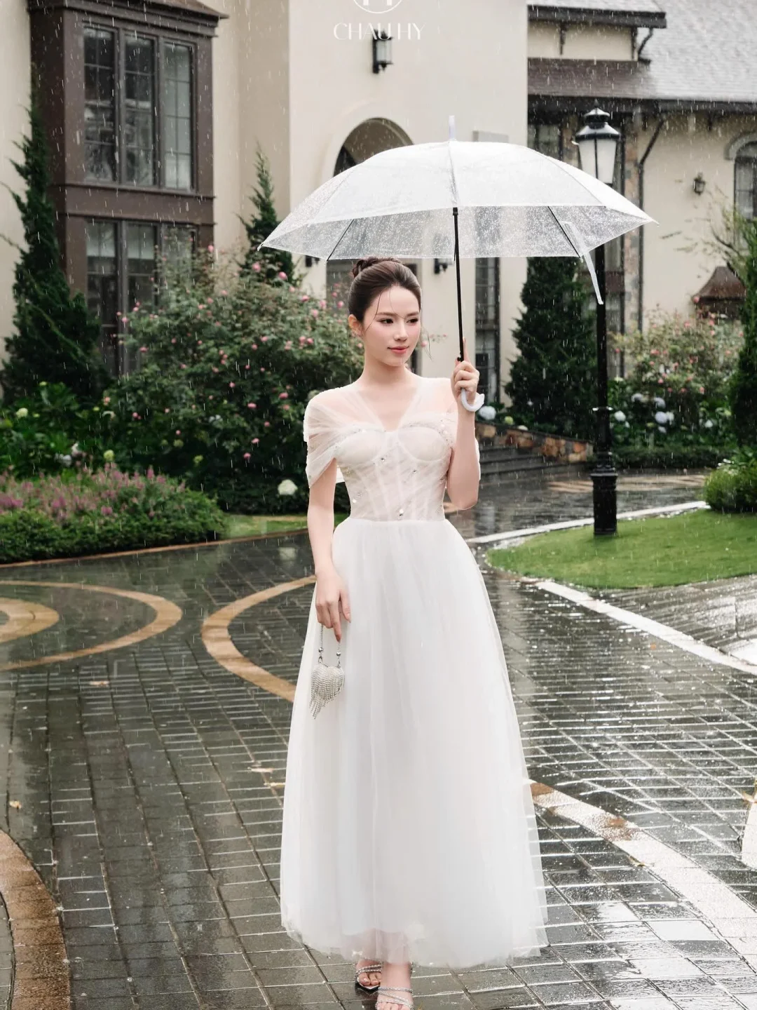 Ảnh 1 của Váy tiệc voan trắng A288 Châu Hy size M