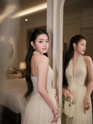 Photo 3 of Váy tiệc voan dài kem Chou Chou
