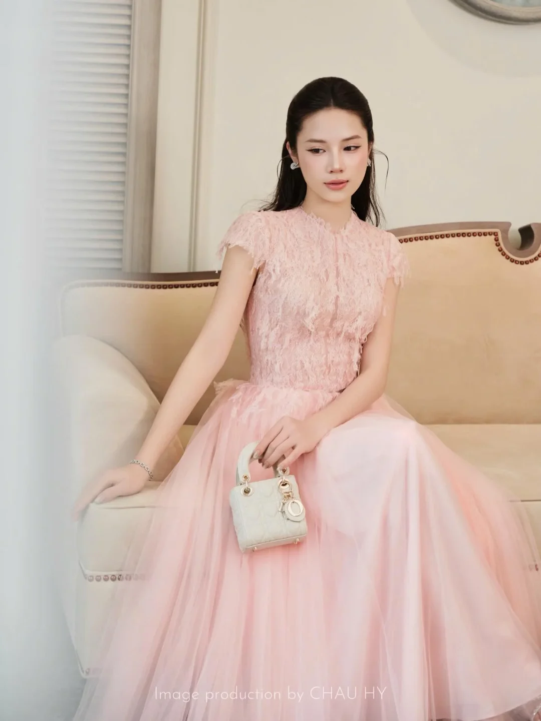 Ảnh 5 của Váy dạ hội voan hồng pastel size M