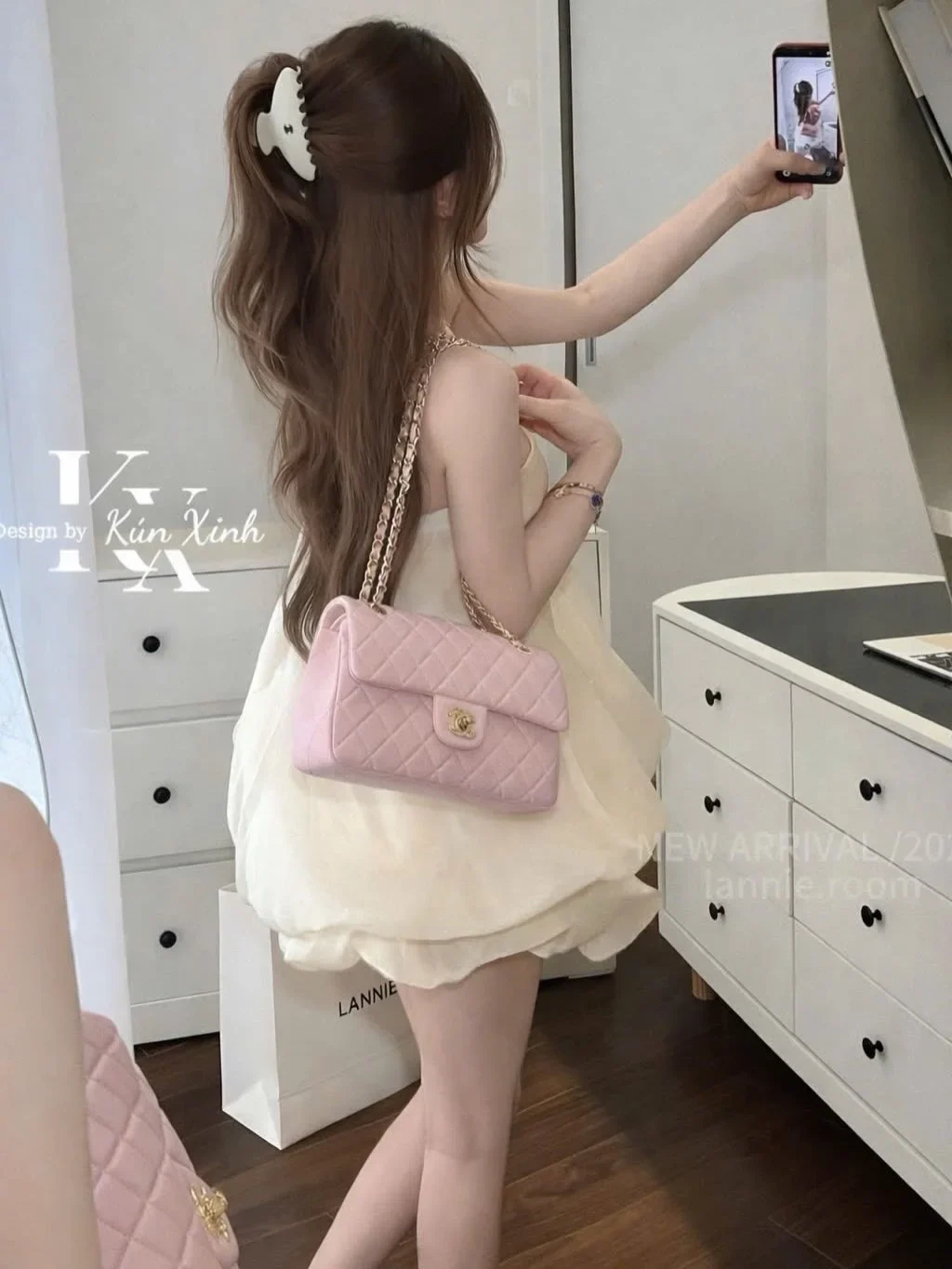 Ảnh 3 của Đầm babydoll voan bèo nhún vàng nhạt