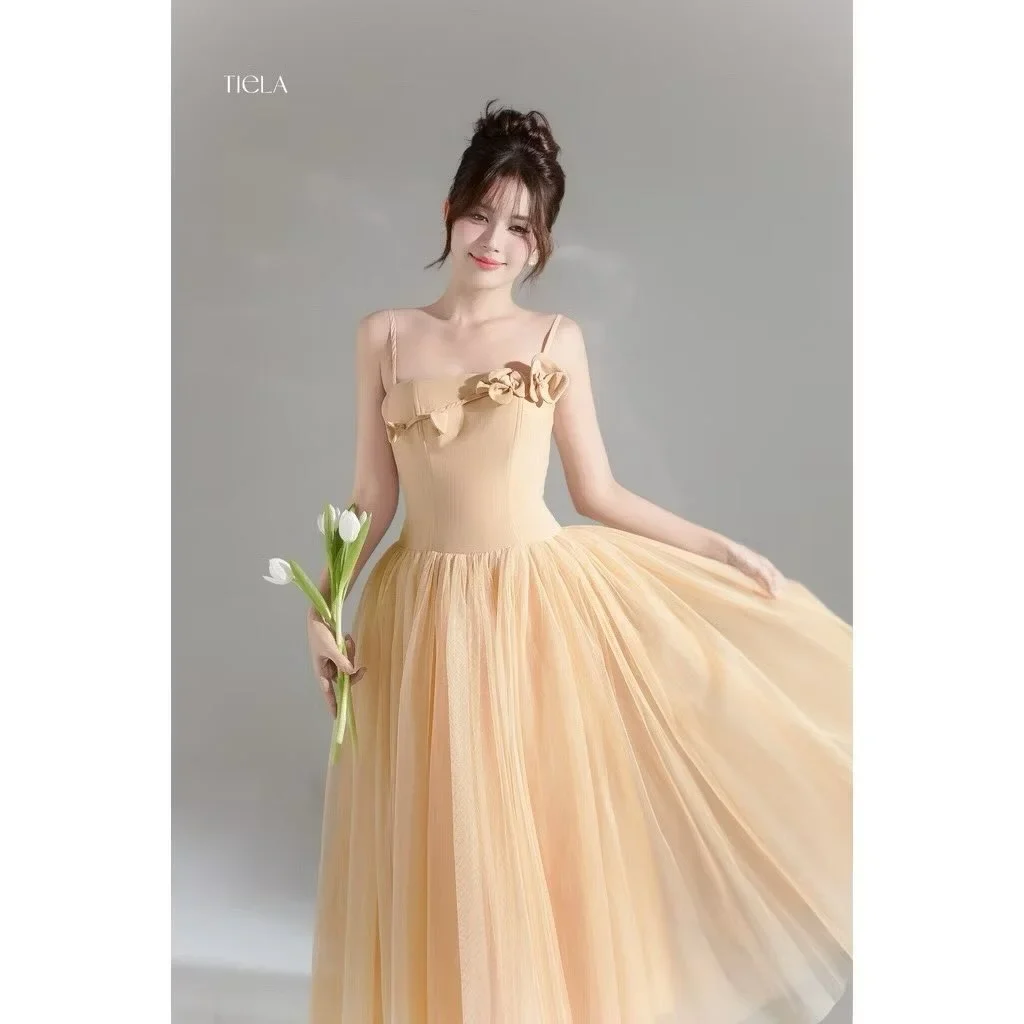Ảnh 3 của Đầm dạ tiệc voan cam nhạt Tiela