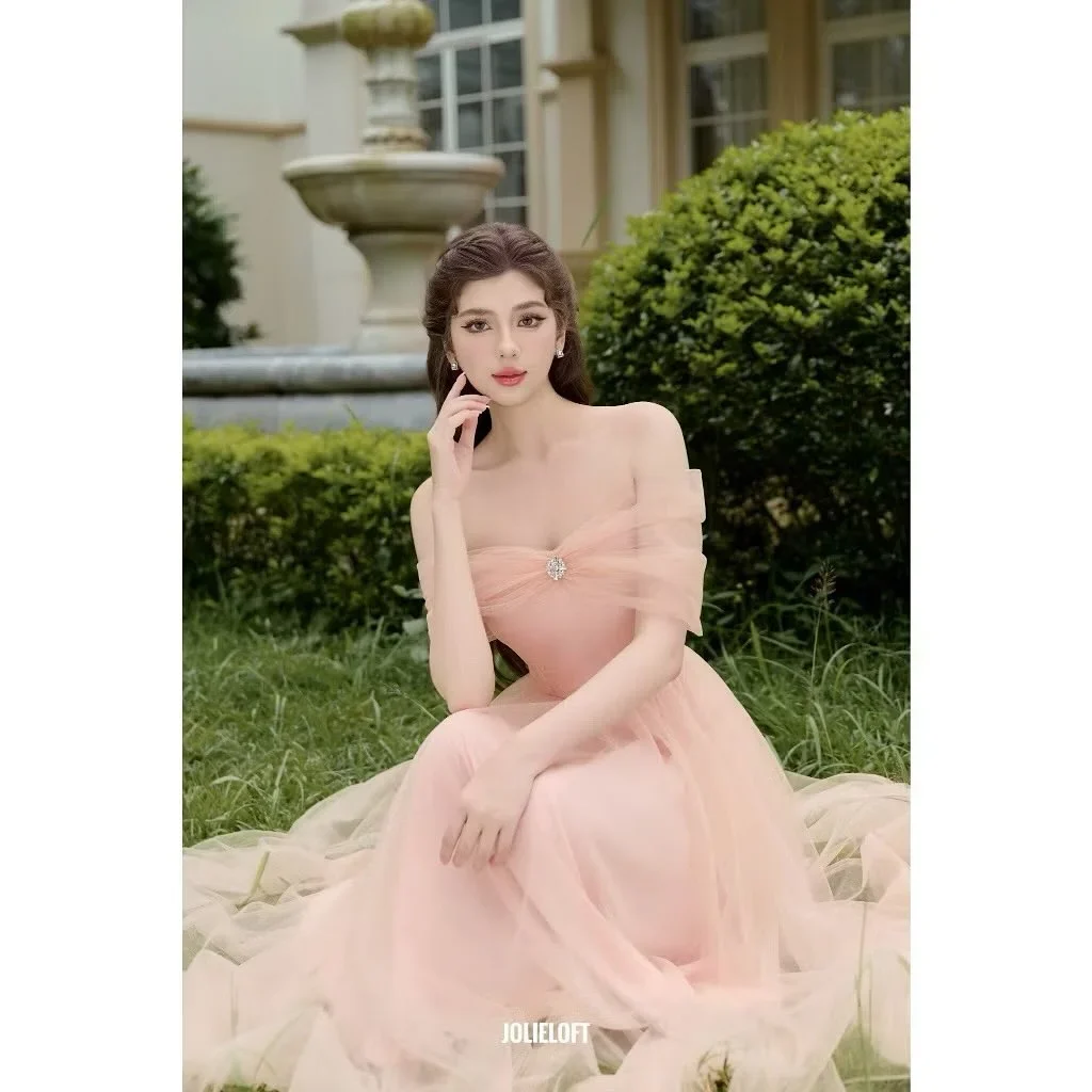Photo 3 of Váy dạ hội voan hồng pastel TC Dress A140