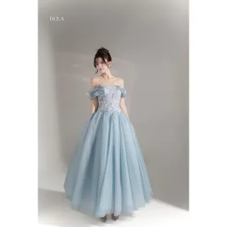 Photo 3 of Đầm dạ hội voan xanh pastel Tiela