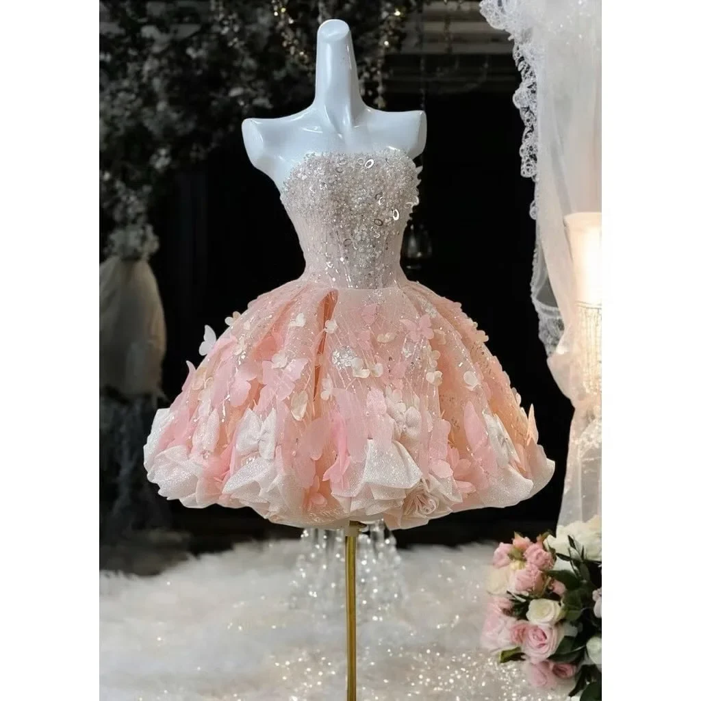 Ảnh 3 của Váy dạ hội ngắn hồng pastel A218