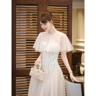 Ảnh 1 của Đầm dạ hội ren voan trắng nữ