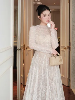 Ảnh 2 của Đầm ren trắng dài tay size S