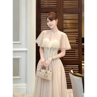 Ảnh 4 của Đầm dạ hội ren voan trắng nữ