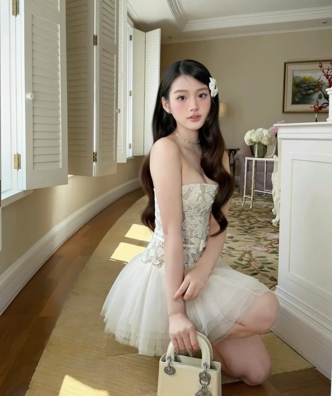 Ảnh 2 của Đầm mini ren trắng tua rua size M