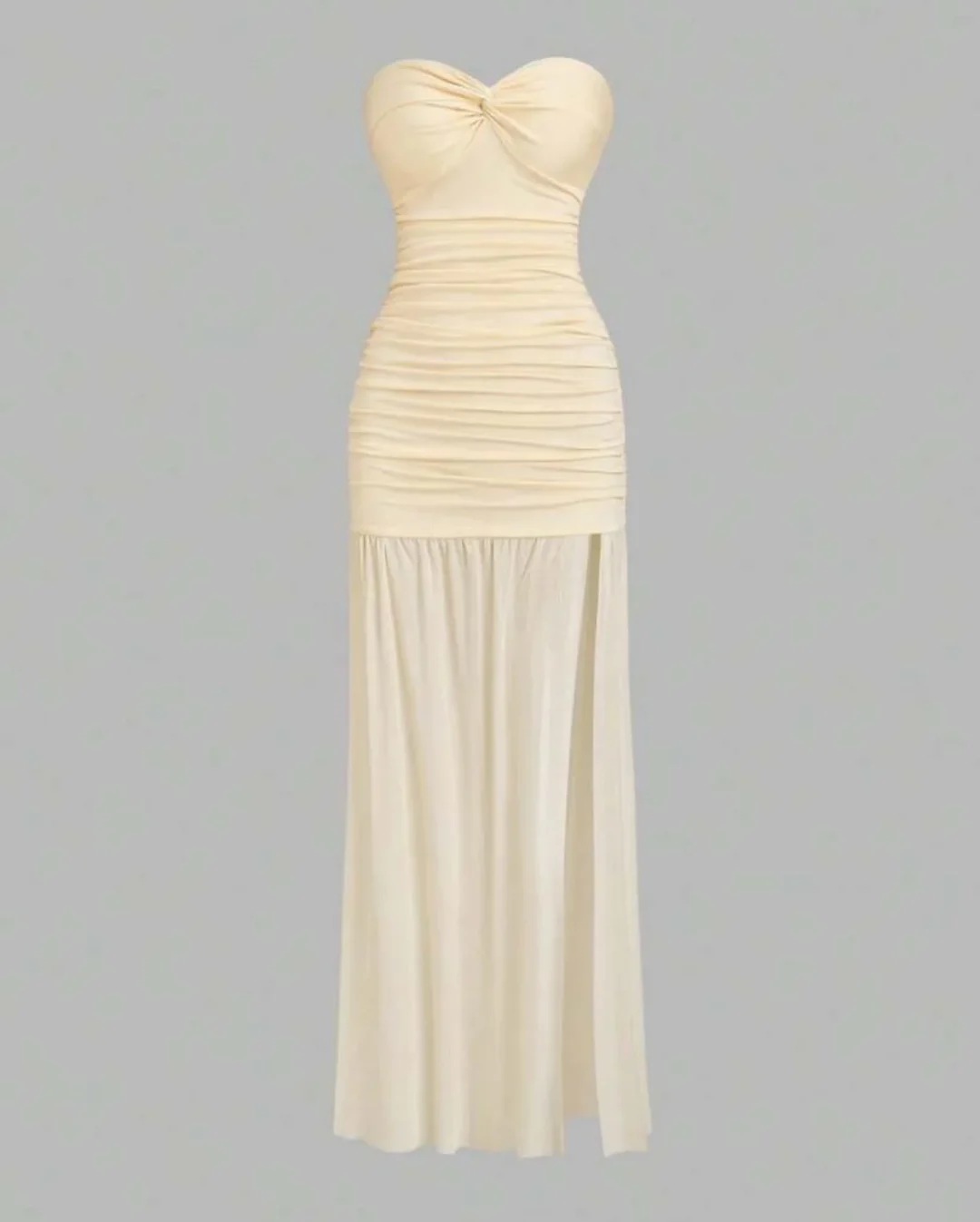 Ảnh 3 của Váy dài cúp ngực bodycon be nhạt nữ