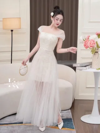 Ảnh 1 của Váy tiệc ren trắng size M nữ