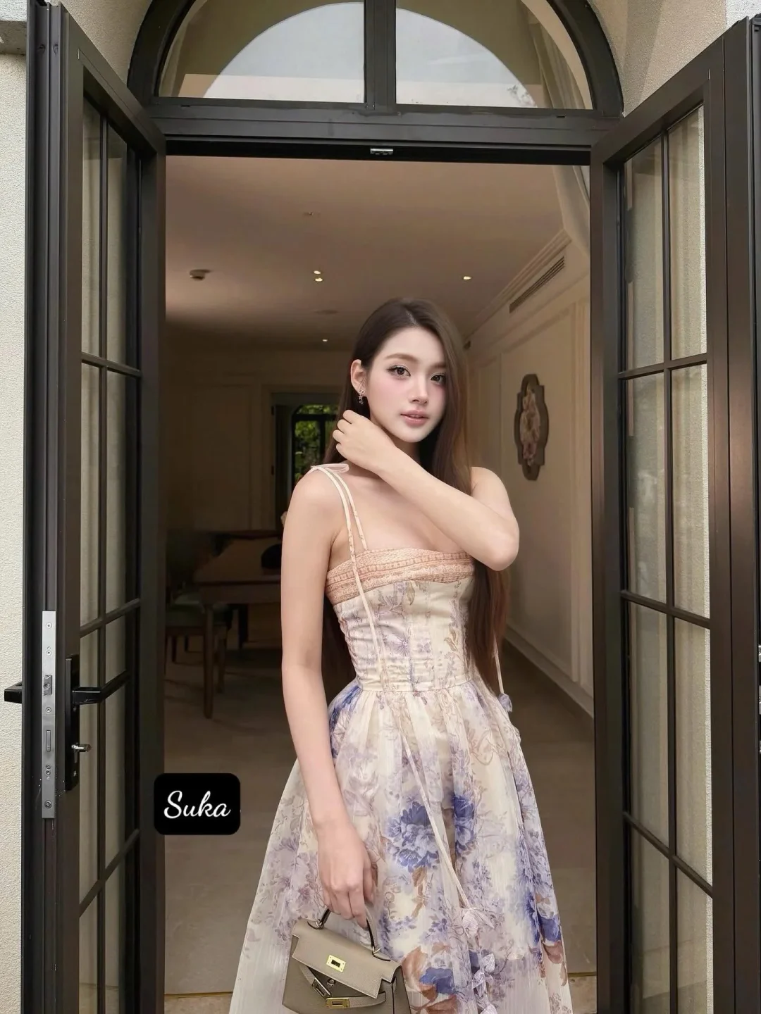 Ảnh 1 của Váy hoa hai dây pastel dạ hội nữ