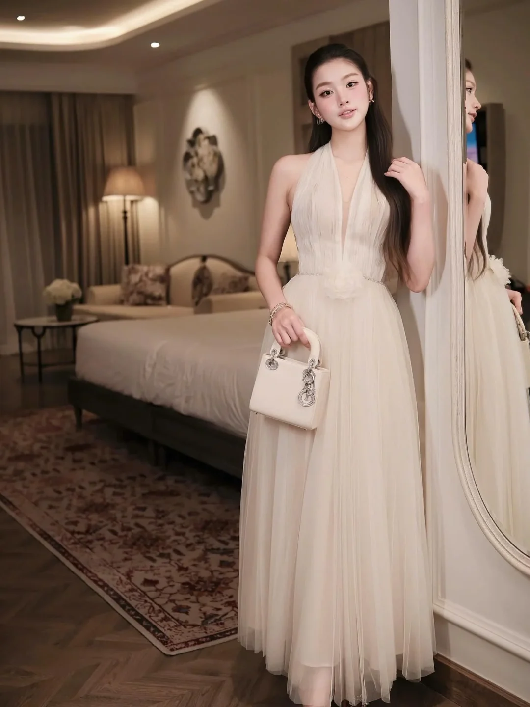 Photo 1 of Váy tiệc voan dài kem Chou Chou