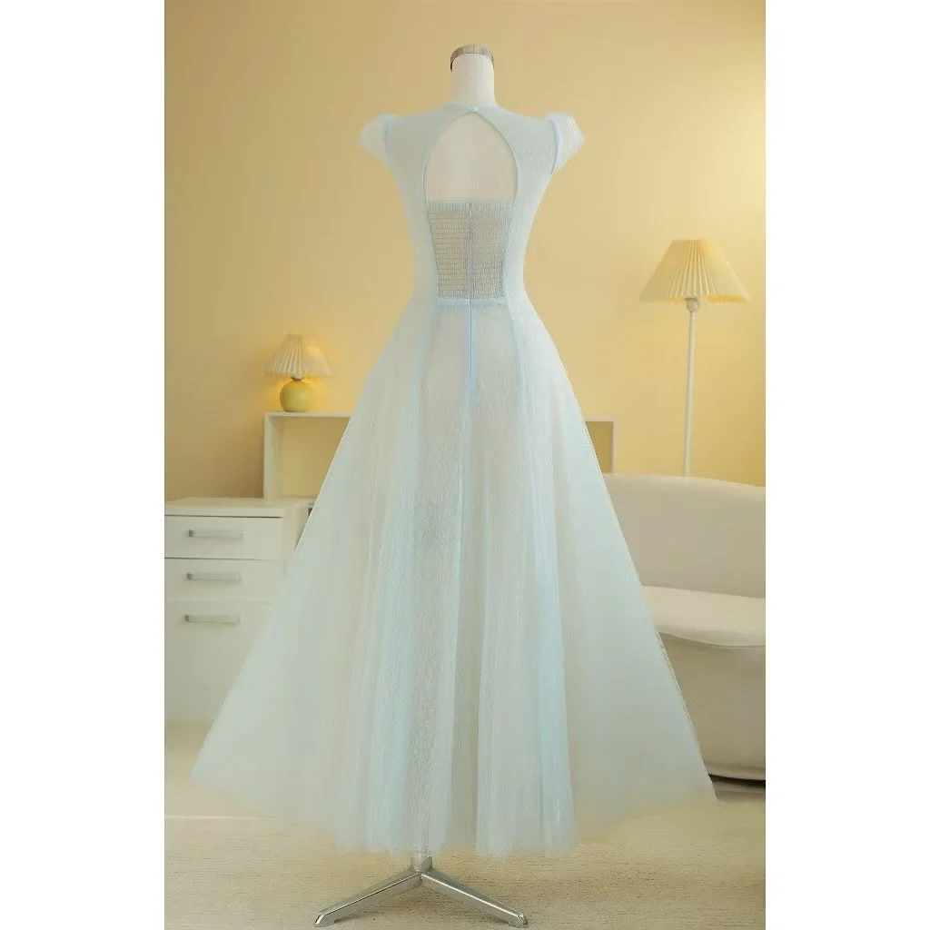 Ảnh 2 của Váy tulle dạ hội xanh mint vintage nữ