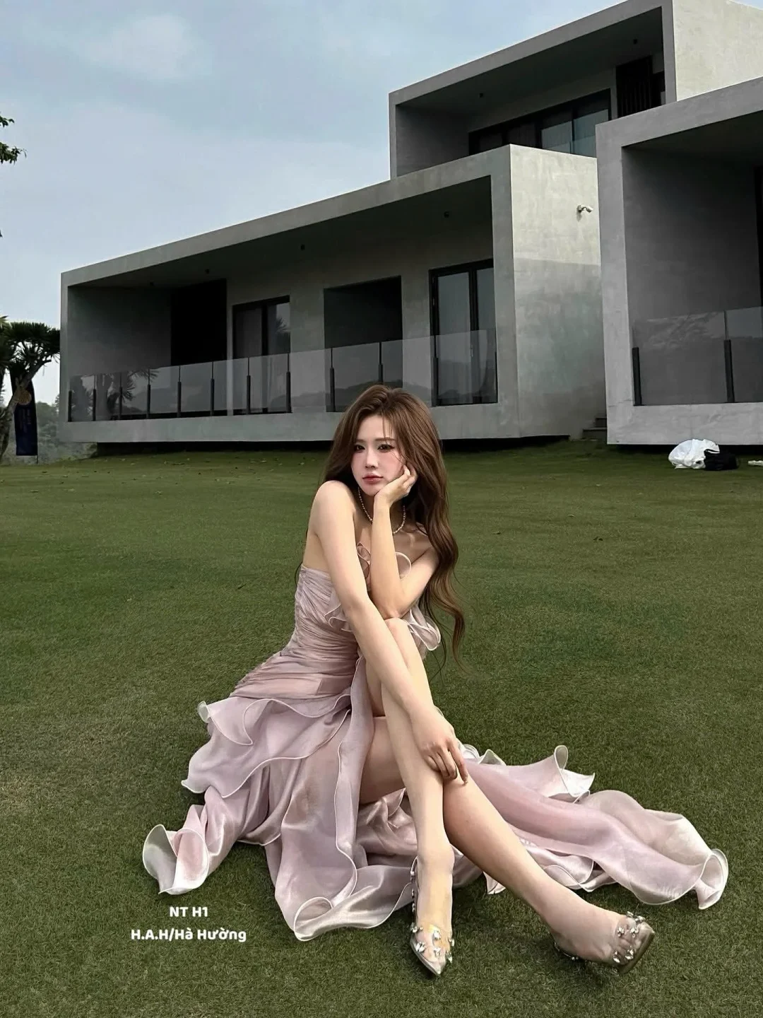 Ảnh 1 của Váy maxi lụa hồng pastel TC Dress