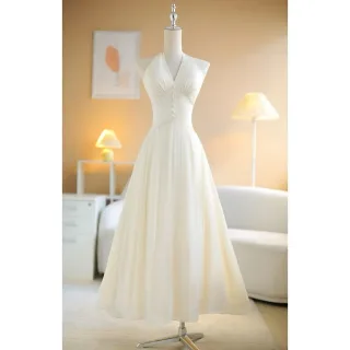 Ảnh 1 của Đầm maxi trắng cổ yếm Sò Vintage
