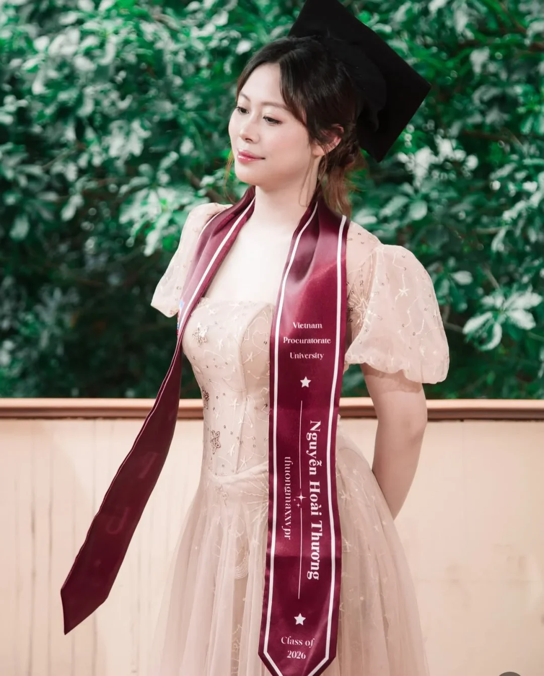 Ảnh 3 của Váy dạ hội voan kim sa hồng nhạt nữ