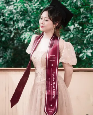 Ảnh 3 của Váy dạ hội voan kim sa hồng nhạt nữ