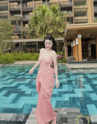 Photo 3 of Váy maxi hồng pastel Nếp S