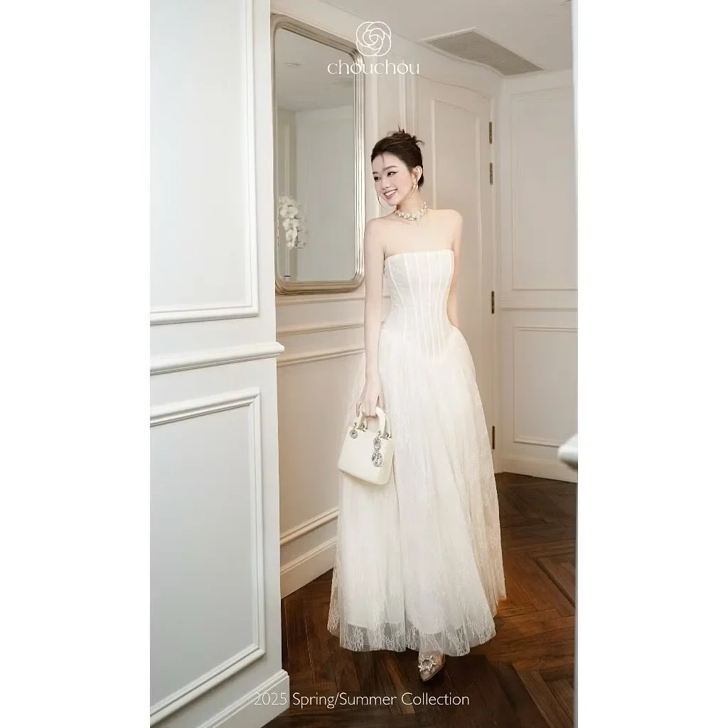 Ảnh 1 của Váy tiệc strapless trắng Chou Chou size M