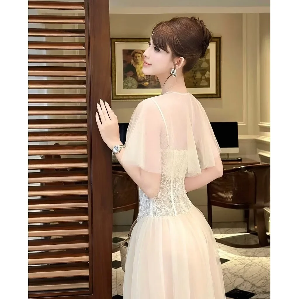 Ảnh 3 của Đầm dạ hội ren voan trắng nữ