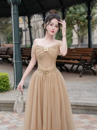 Photo 1 of Váy tiệc voan be dạ hội size L