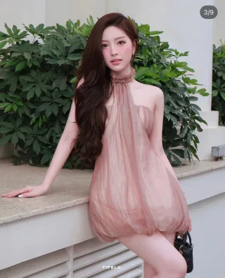 Photo 3 of Đầm ngắn voan hồng quây ngực babydoll