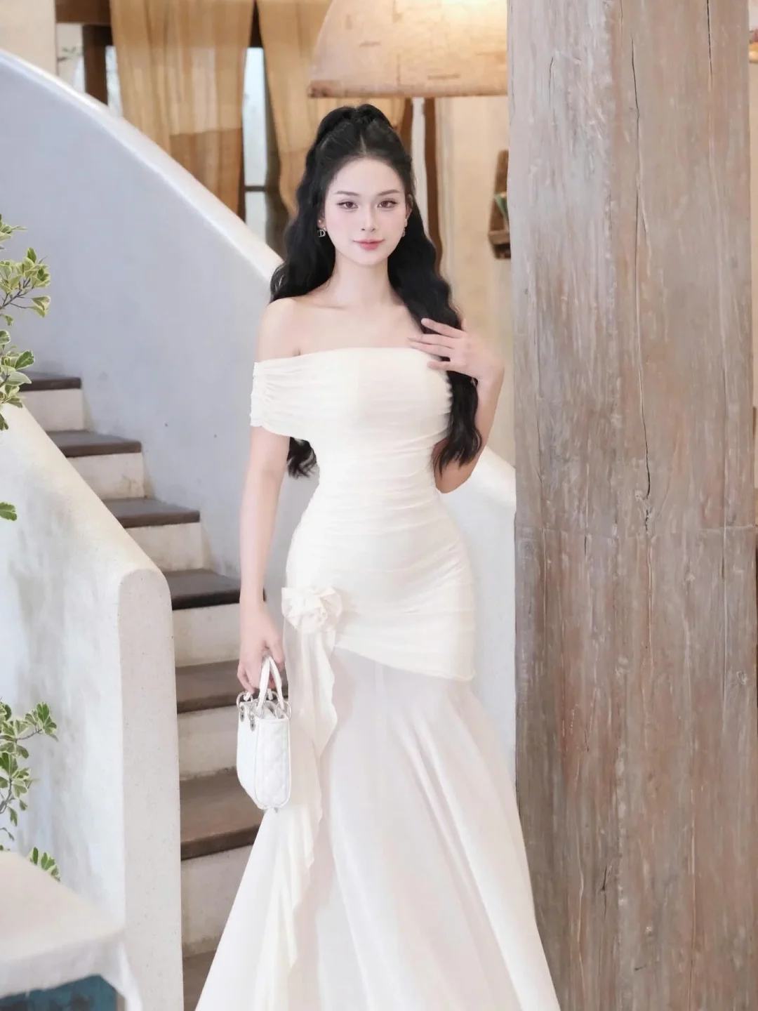 Ảnh 1 của Đầm trắng trễ vai dự tiệc TC Dress