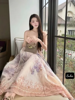 Ảnh 2 của Váy hoa hai dây pastel dạ hội nữ