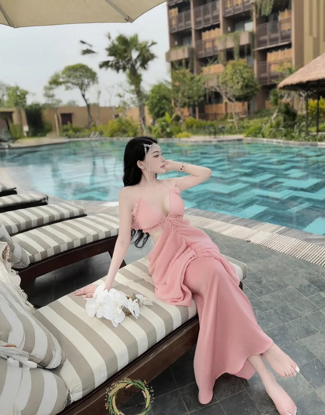 Photo 2 of Váy maxi hồng pastel Nếp S