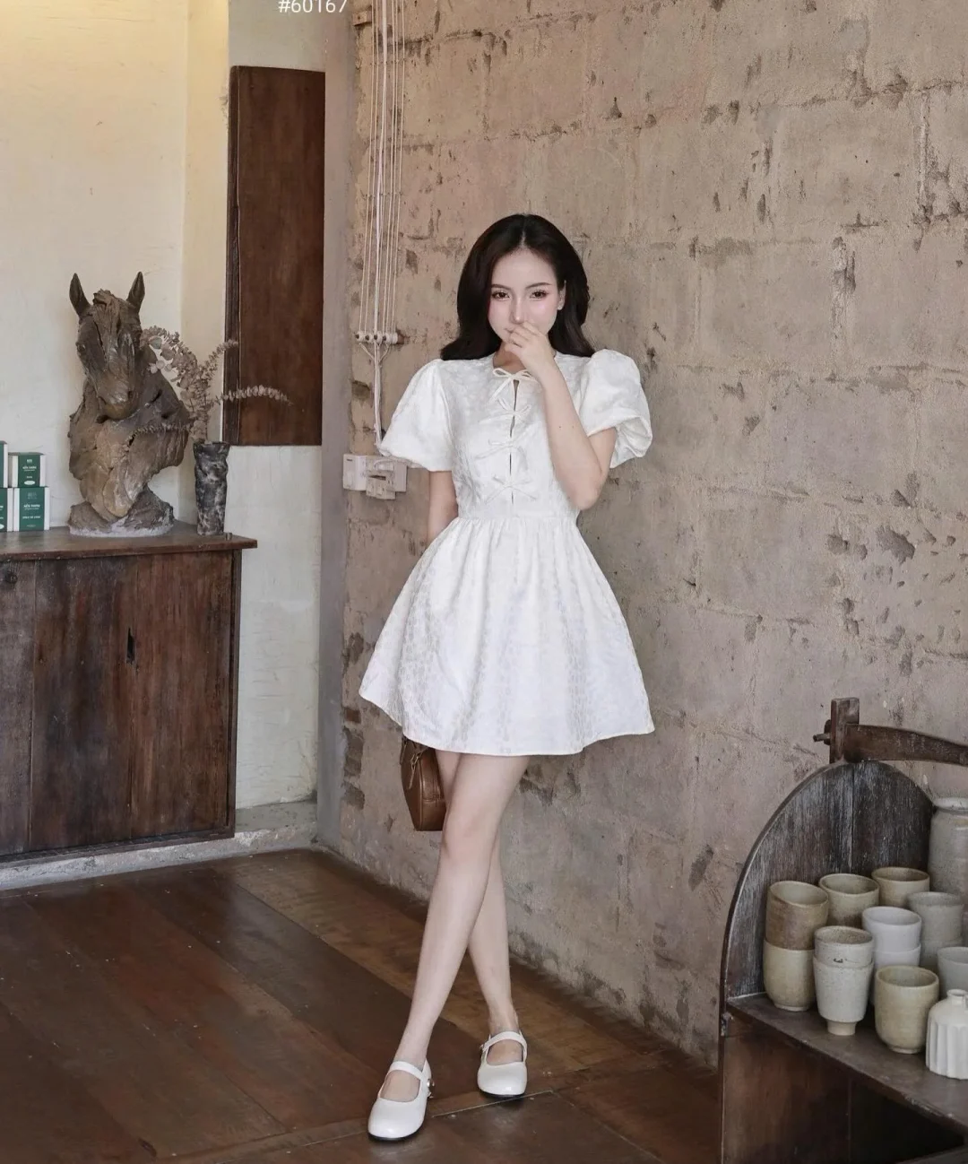 Photo 3 of Đầm trắng tay phồng babydoll size M