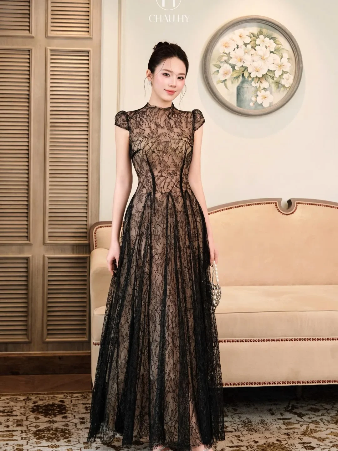 Ảnh 2 của Đầm dạ hội ren đen Châu Hy A261
