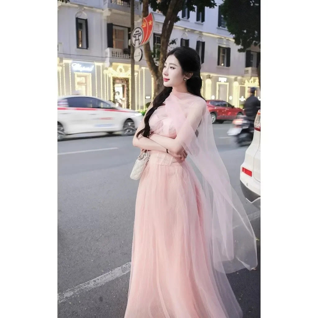Photo 3 of Váy tiệc voan hồng pastel A285