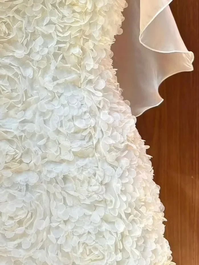 Ảnh 6 của Đầm ngắn cape voan hoa nổi Guvie