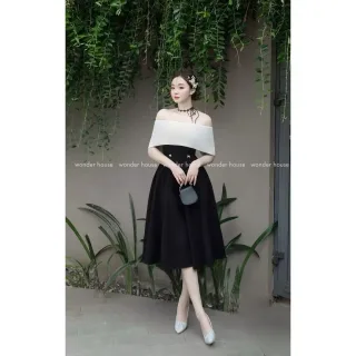 Ảnh 1 của Đầm trễ vai đen trắng Wonder House
