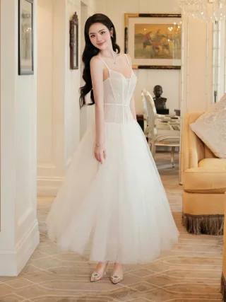 Ảnh 2 của Đầm corset ren trắng size M nữ