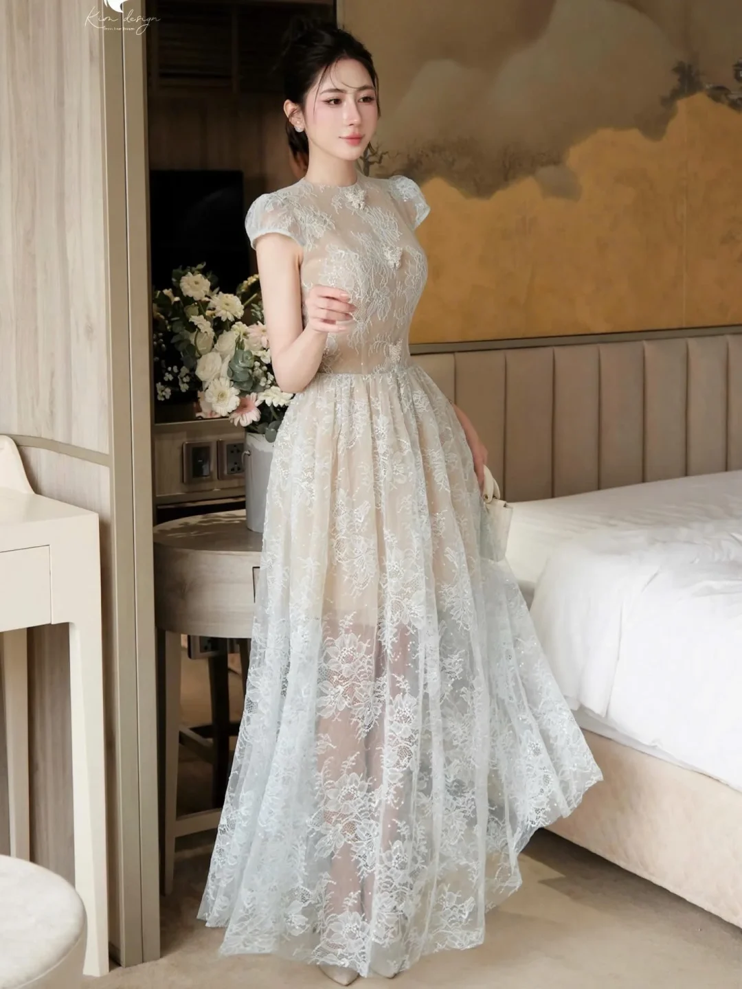 Ảnh 1 của Váy ren trắng dài nữ sang trọng