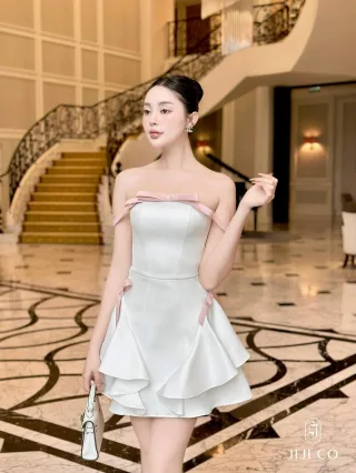 Photo 2 of Váy cúp ngực nơ hồng Jijico size M