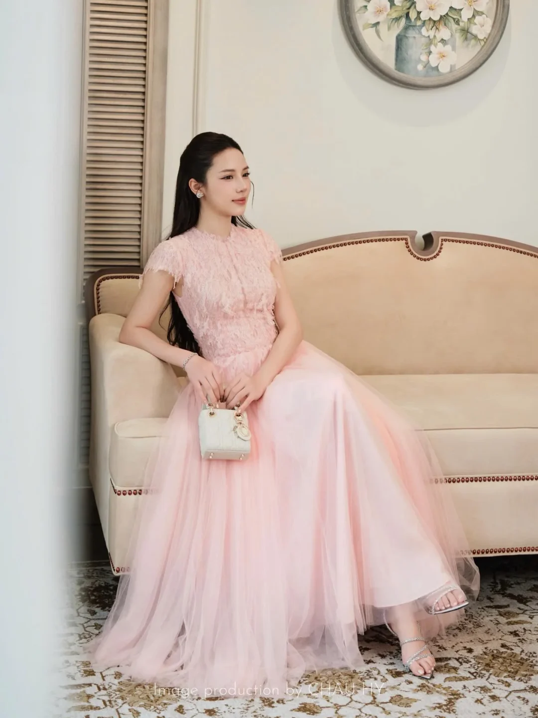 Ảnh 4 của Váy dạ hội voan hồng pastel size M