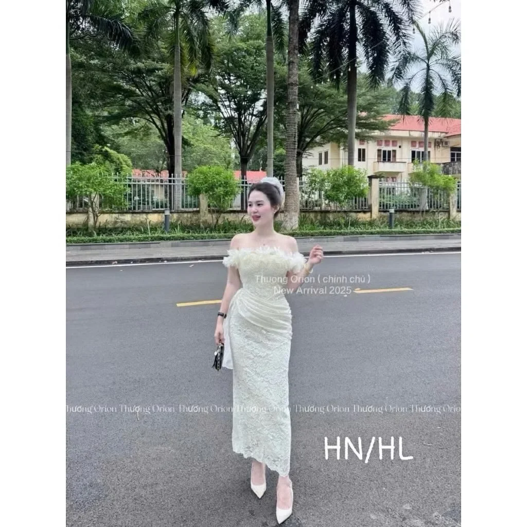 Photo 1 of Đầm ren trắng trễ vai nữ cho thuê