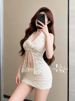 Ảnh 4 của Set áo ren trắng mini nữ size M