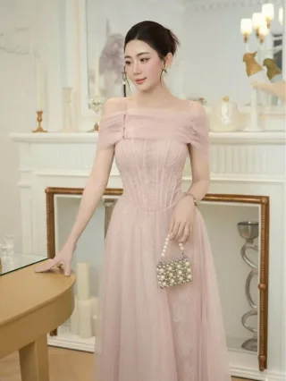 Ảnh 2 của Váy dạ hội hồng pastel xòe công chúa size M