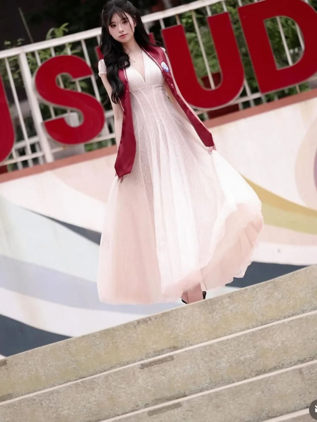 Photo 1 of Đầm Maxi Tulle Hồng Sò Vintage