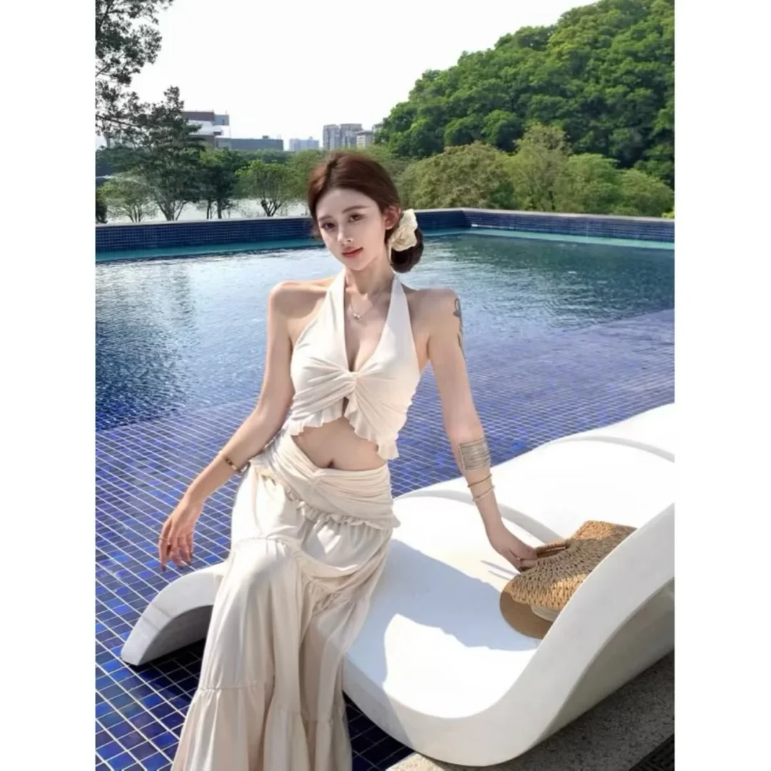 Ảnh 4 của Set croptop váy maxi trắng kem nữ size M