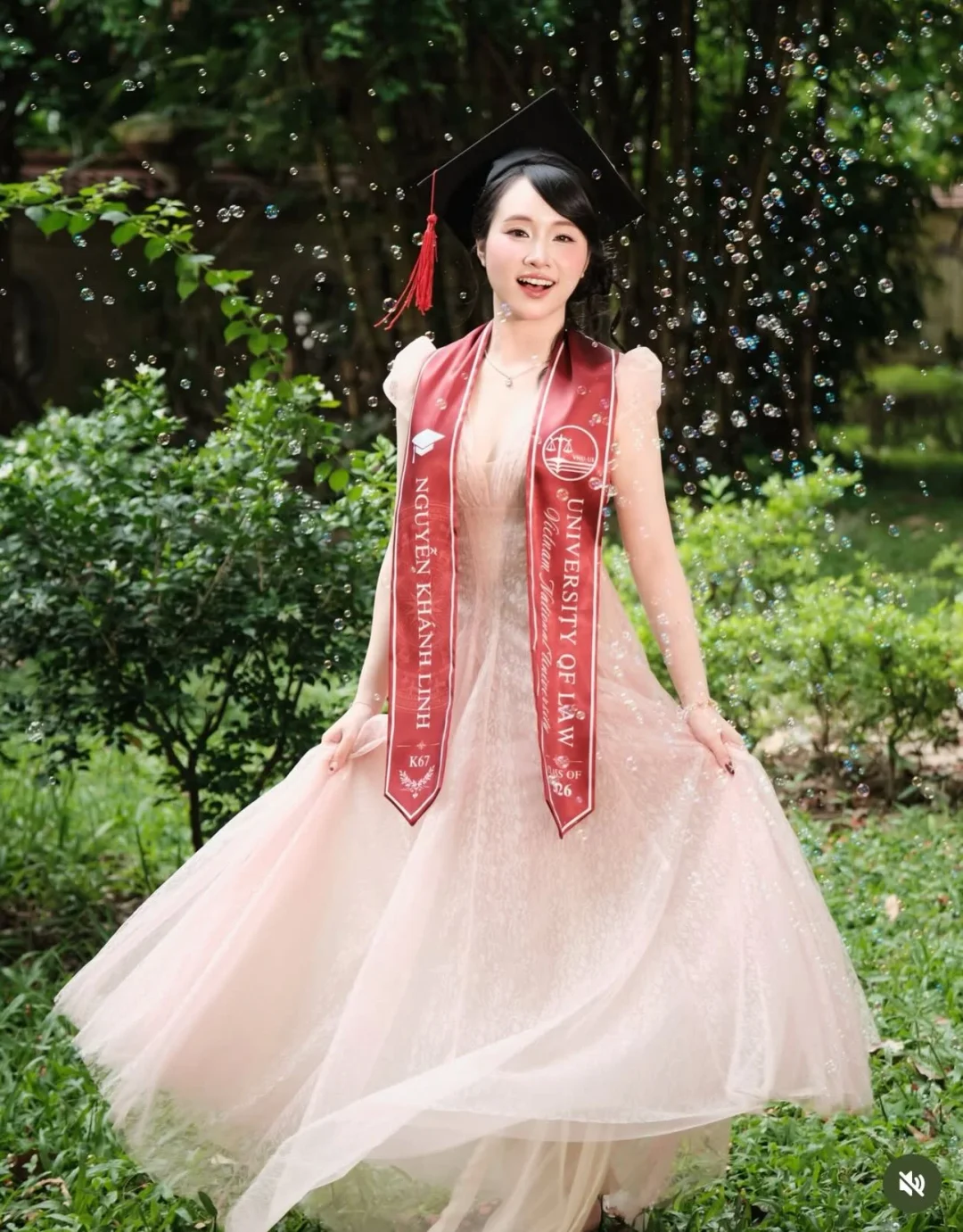 Photo 2 of Đầm dạ hội hồng pastel ren nữ