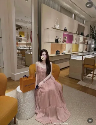 Photo 1 of Váy maxi hồng pastel nữ thanh lịch
