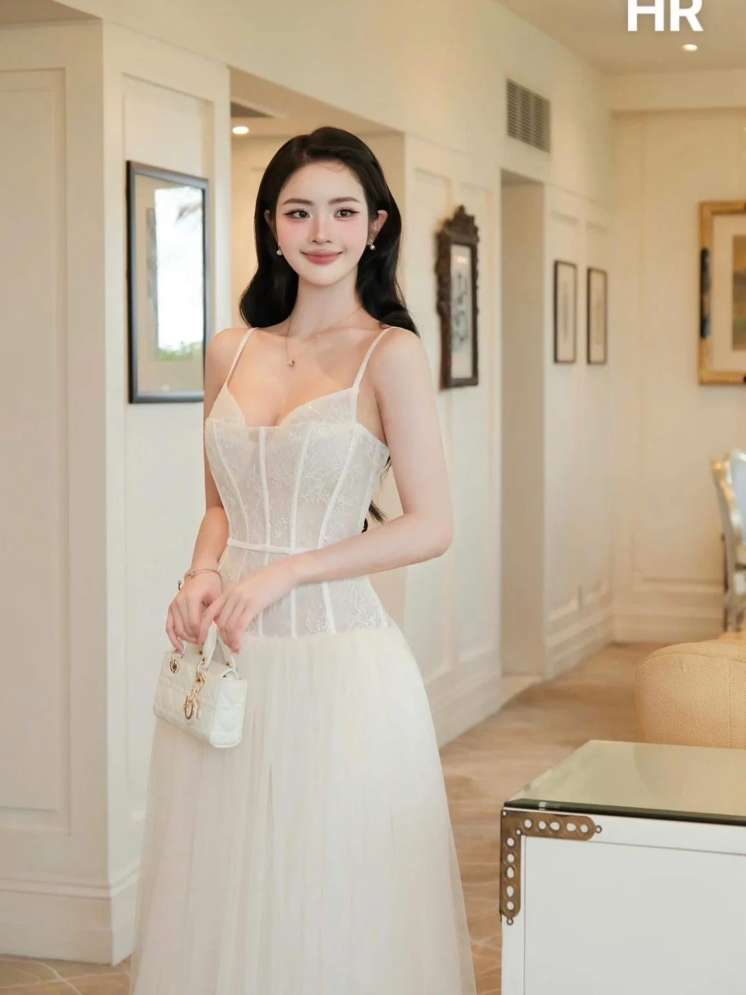 Ảnh 1 của Đầm corset ren trắng size M nữ