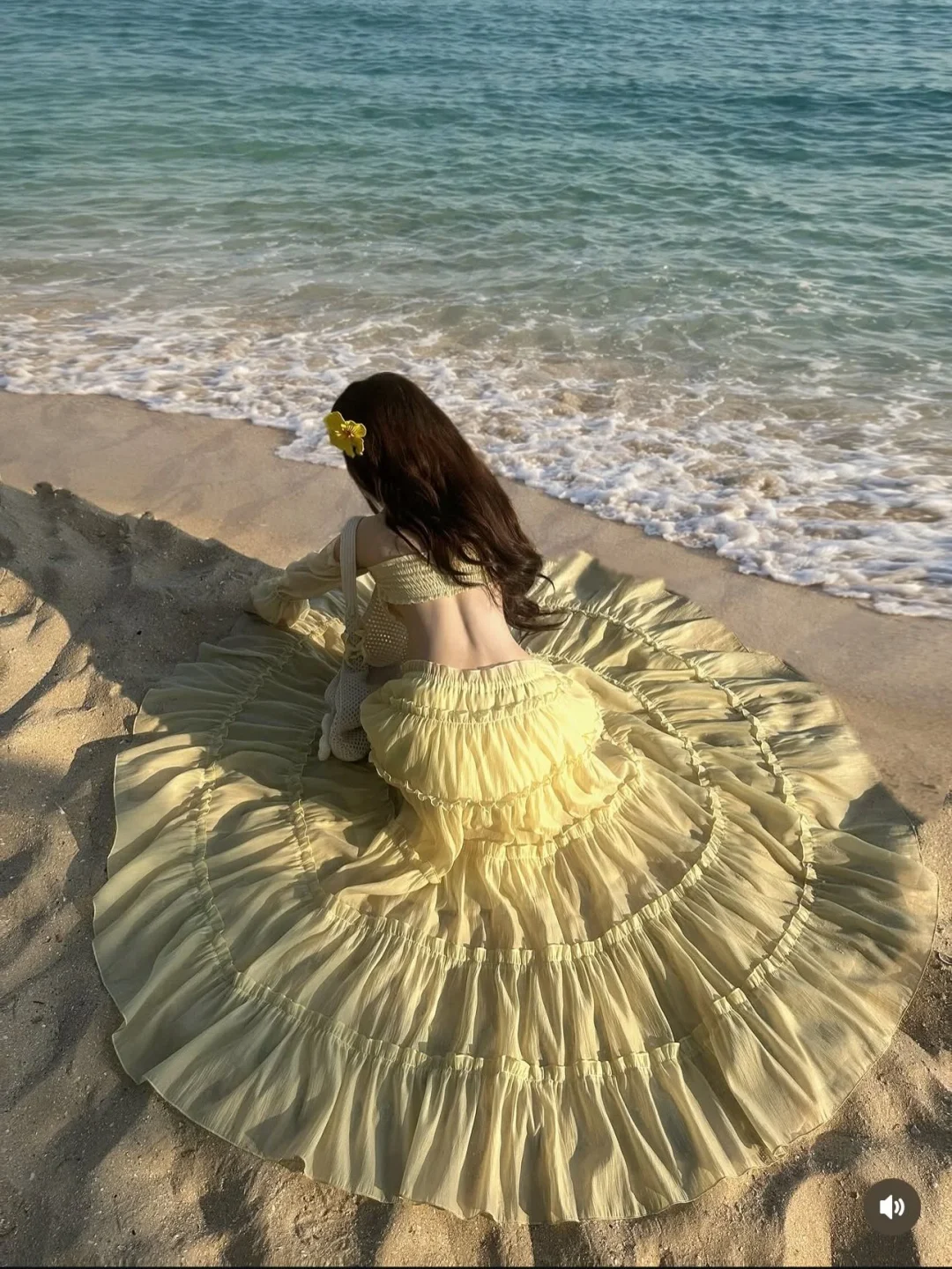 Photo 1 of Váy maxi voan vàng nhạt boho nữ