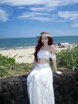 Ảnh 4 của Set croptop váy maxi trắng boho nữ
